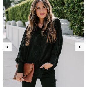 Black lace button up